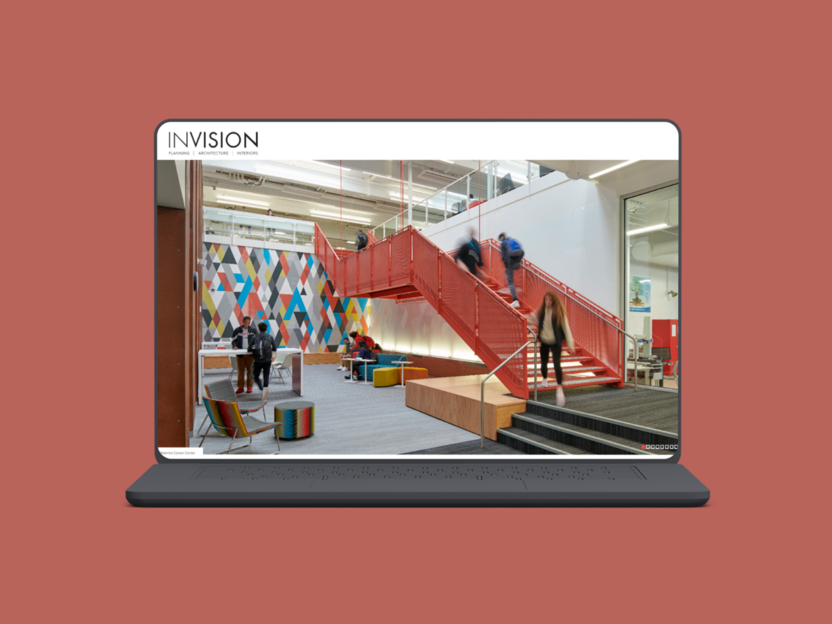 Homepage of the INVISION Architecture website showcasing modern architecture and interior design created by VAEZR Studio.